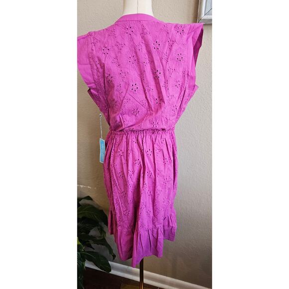 Draper James Women's Embroidered Floral Eyelet Button Front Dress Size S Mauve - Picture 6 of 7